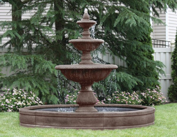Windley Key Fountain with Surround Eight Foot Fiberglass Pool